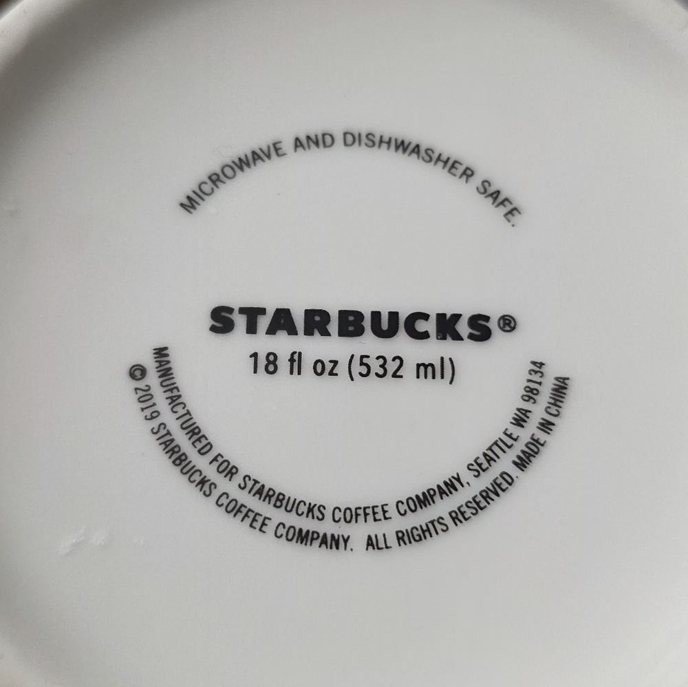 Starbucks Half Green White Mermaid Logo Ceramic Coffee Tea Mug Cup 18 oz - - Picture 7 of 7